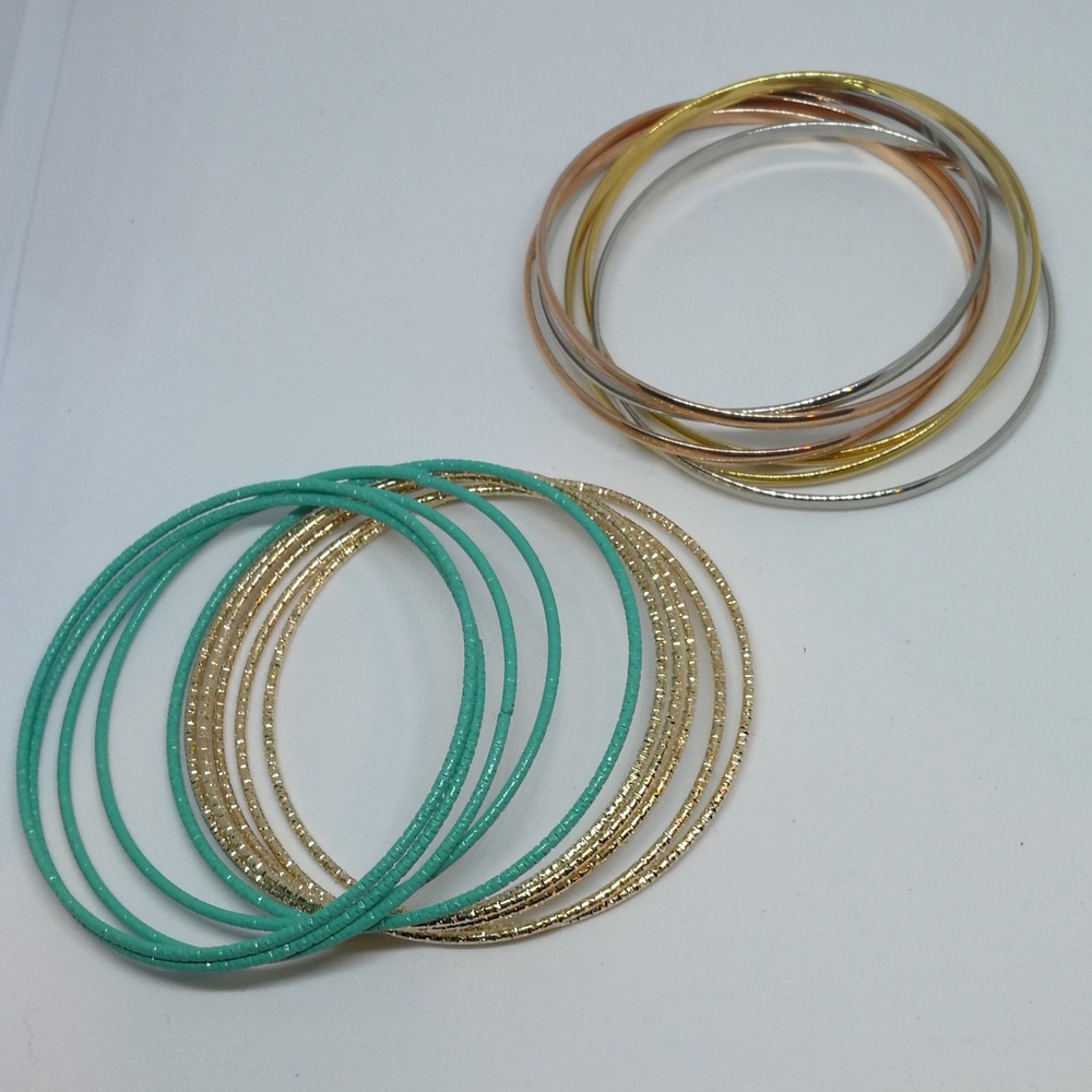 Wire Bangle Set -J092 - Picture 2 of 2